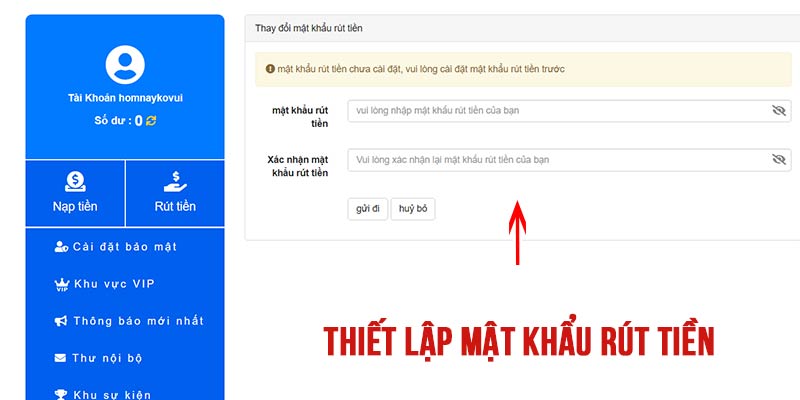 Người chơi cần đặt thêm mật khẩu rút tiền 88CLB để bảo vệ tài tài khoản của mình